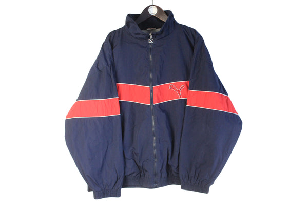 Vintage Puma Tracksuit XLarge / XXLarge navy blue red 90s retro track jacket sport pants suit 