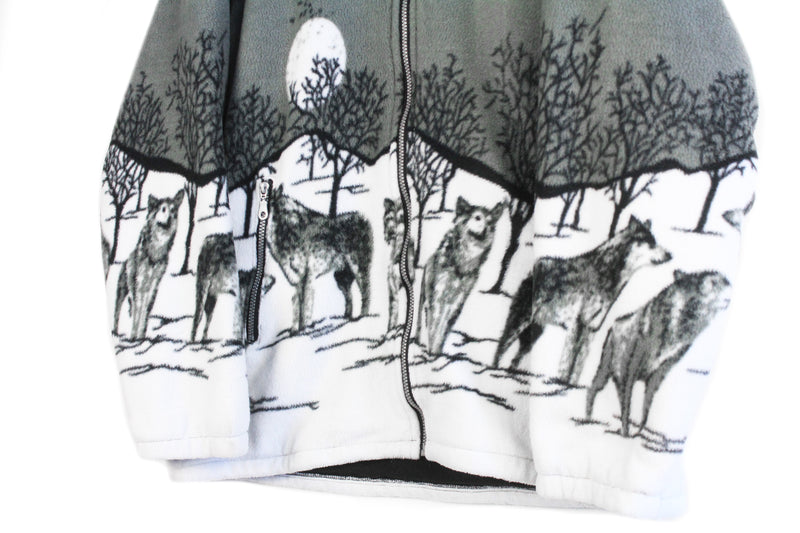 Vintage Wolf Fleece Full Zip Large