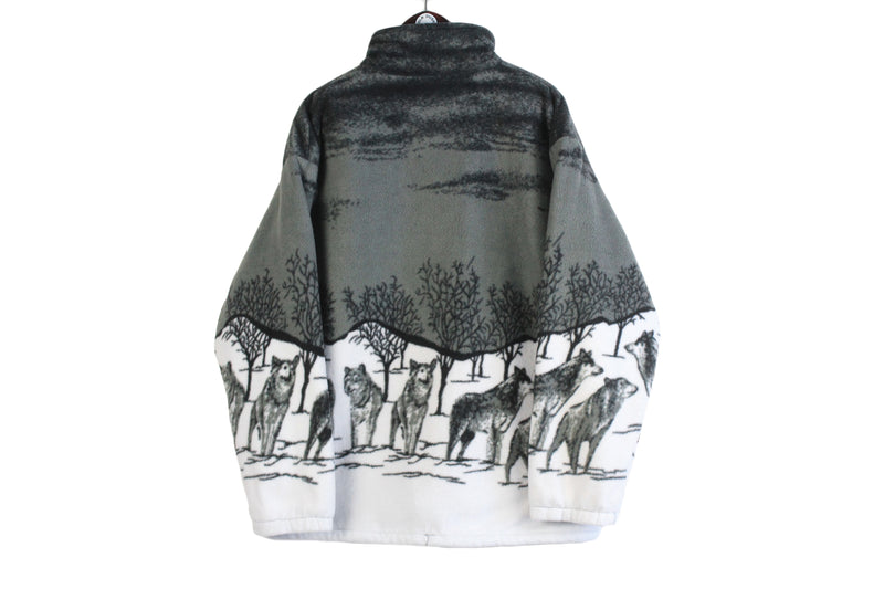 Vintage Wolf Fleece Full Zip Large