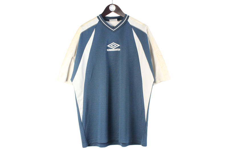 Vintage Umbro T-Shirt XXLarge big logo 90s v-neck oversized polyester sport shirt