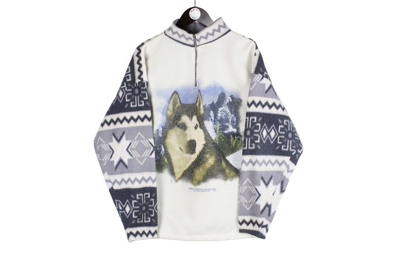 Vintage Wolf Fleece Half Zip Medium