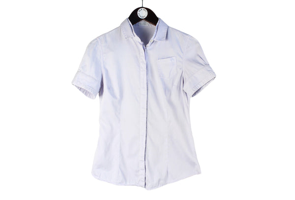 Brunello Cucinelli Blouse Women's Small blue authentic luxury cotton short sleeve shirt