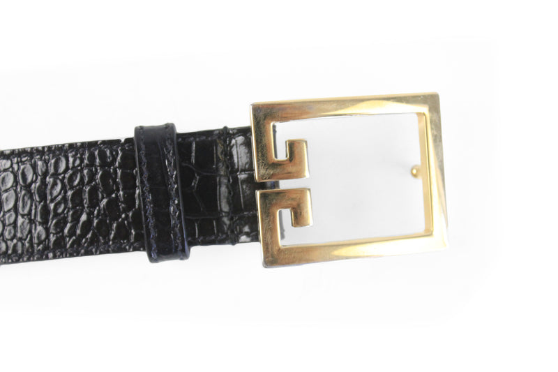 Vintage Givenchy Croc-Effect Leather Belt