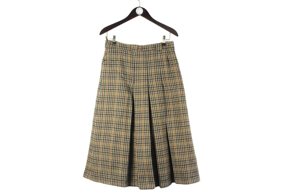 Vintage Aquascutum Skirt Women's wool made in England plaid pattern authentic UK classic brand 90s 80s