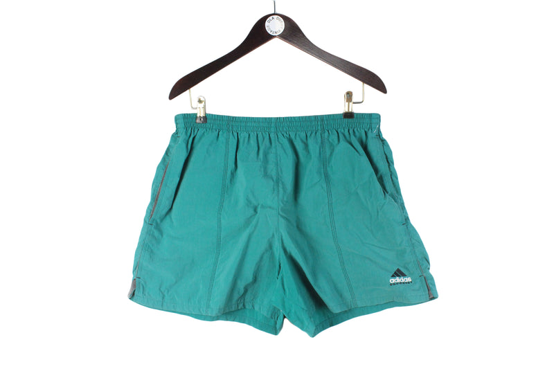 Vintage Adidas Equipment Shorts Large green small logo 90s retro sport style swimming shorts