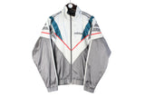 Vintage Adidas Tracksuit Small gray white 90s retro sport style track jacket and pants rave party suit