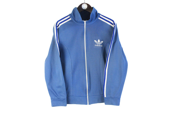 Vintage Adidas Track Jacket Small 80s blue small logo 3 stripes retro windbreaker cardigan sport wear