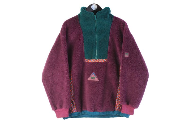 Vintage Helly Hansen Fleece Medium half zip purple 90s retro sweater ski jumper