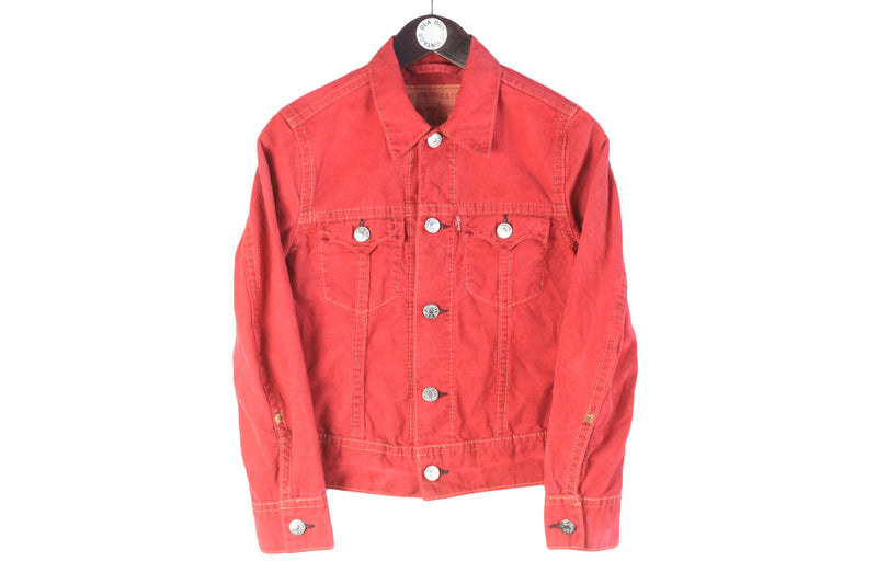 Vintage Levi's Corduroy Jacket Women’s Small red 90s denim coat USA brand