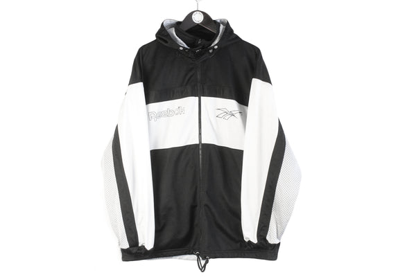 Vintage Reebok Track Jacket XLarge hooded 90s retro windbreaker sport style authentic big logo jacket