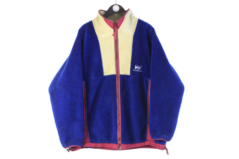 Vintage Helly Hansen Fleece Full Zip XLarge heavy sweater 90s retro ski jumper pullover outdoor trekking 