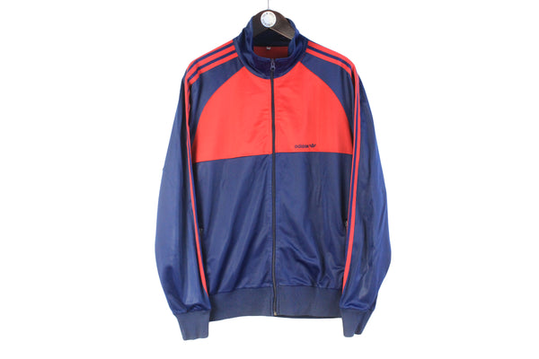 Vintage Adidas Track Jacket XLarge red blue 80s 90s retro classic windbreaker sport style jacket