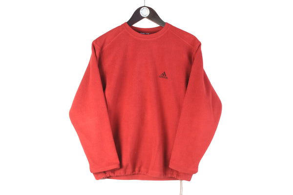 Vintage Adidas Fleece Sweatshirt Women’s Small red sweater crewneck 90s retro jumper pullover sport wear small logo