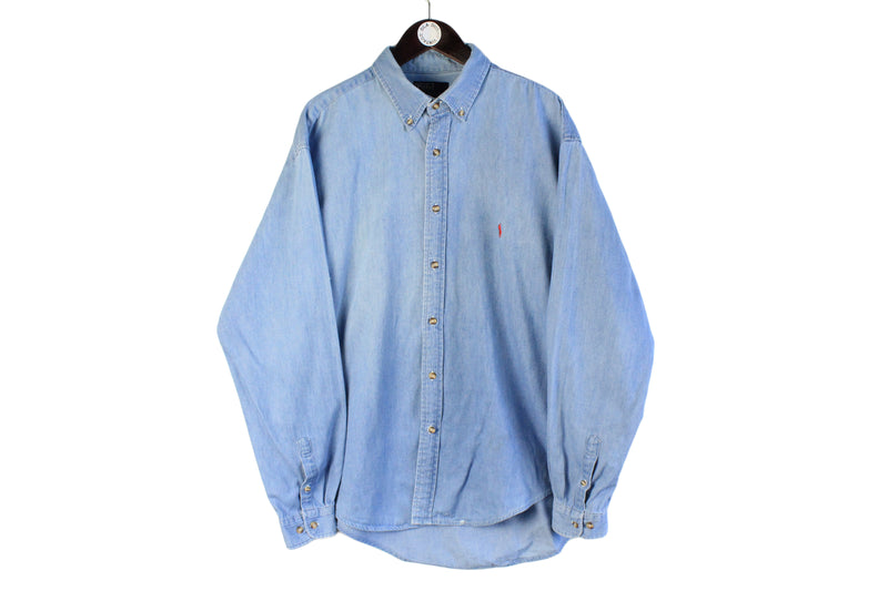Vintage Polo by Ralph Lauren Denim Shirt XLarge blue 90s authentic streetwear oversized USA shirt
