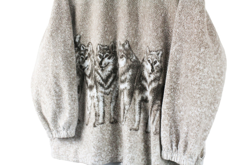 Vintage Wolf Fleece Full Zip Women's Large