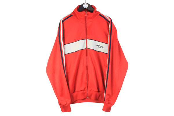 Vintage Adidas Track Jacket XXLarge red white 90s retro sport style classic 00s windbreaker