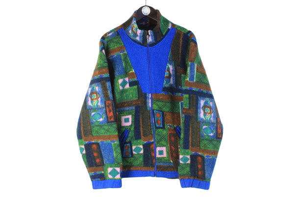 Vintage Fleece Full Zip Large abstract pattern 90s retro winter sweater pullover jumper