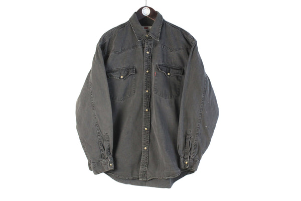 Vintage Levi's Denim Shirt Large black 90s retro heavy cotton shirt USA brand