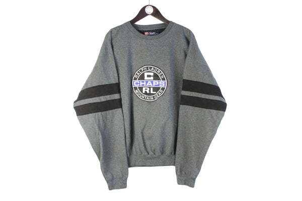 Vintage Chaps by Ralph Lauren Sweatshirt XLarge / XXLarge gray crewneck big logo 90s retro sport style  USA brand