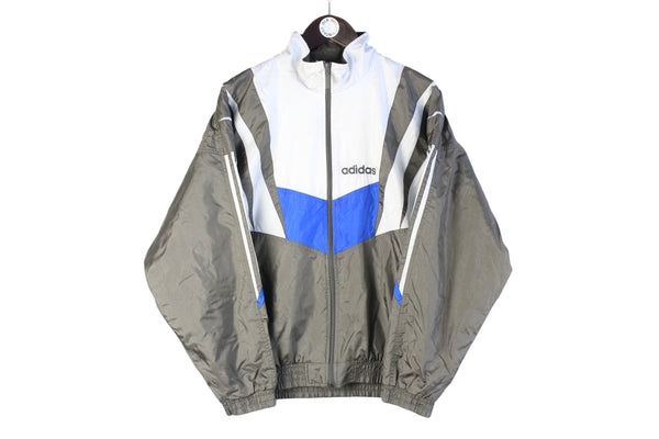 Vintage Adidas Track Jacket Medium gray 90s retro sport style windbreaker classic light wear jacket 