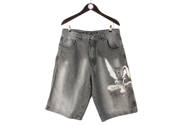 Lot 29 Luxe Warner Bros Shorts 36 gray cartoon streetwear authentic Big logo denim pants