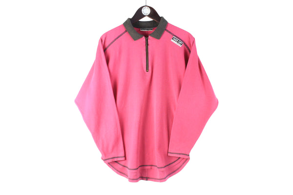Vintage Adidas Take Off Sweatshirt Women’s Large rare pink jumper collared 1/4 zip 90s retro sport wear jumper