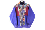 Vintage Fleece Full Zip Small abstract pattern 90s retro sport style sweater authentic jumper