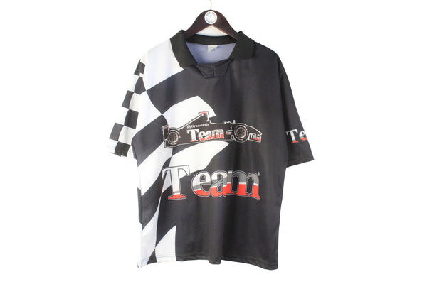 Vintage F1 Grand Prix Jersey T-Shirt Large racing style mclaren Formula 1 F1 polyester top 90s