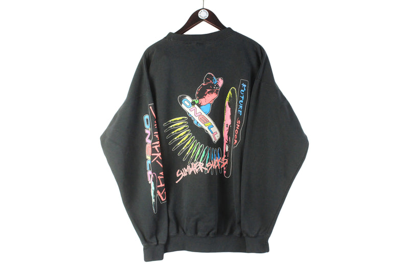 Vintage O'Neill Sweatshirt XLarge black summer sucks snowboard 90s retro classic crewneck jumper