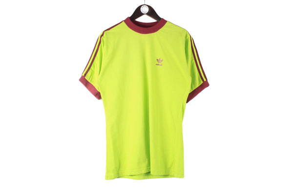 Vintage Adidas T-Shirt Large green 3 stripes 90s big tag retro sport style shirt