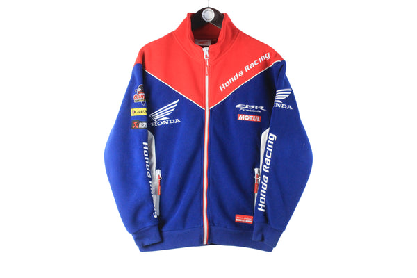 Honda Fleece Full Zip XSmall / Small blue red authentic racing 00s team sweater jacket full zip cardigan Moto GP 