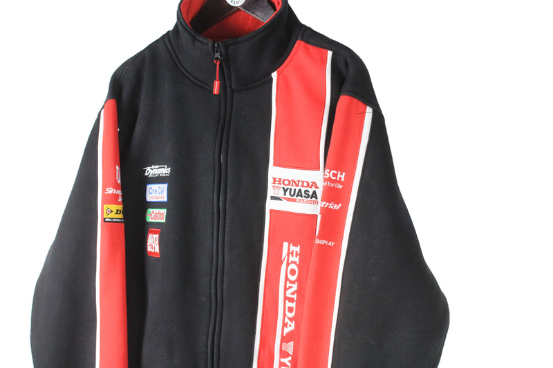 Vintage Honda Yuasa Racing Sweatshirt Full Zip XLarge