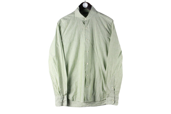Suitsupply Shirt Small collared cotton green button luxury classic blouse