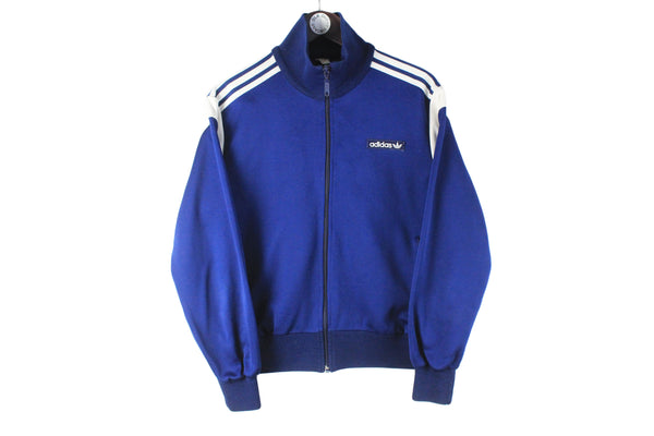 Vintage Adidas Track Jacket  Medium blue retro sport windbreaker classic 3 stripes 90s 80s light wear navy blue small logo