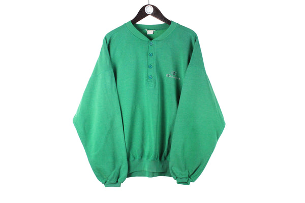 Vintage Champion Sweatshirt Large green crewneck 90s retro small logo USA sport jumper