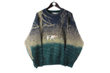 Vintage Berto Lucci Sweater Medium embroidery logo 90s retro crewneck pullover jumper wool hunting dog big logo