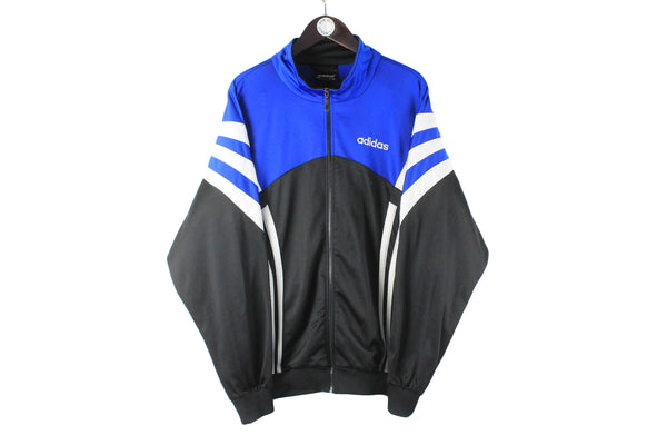 Vintage Adidas Track Jacket  Medium blue retro sport windbreaker classic 3 stripes 90s 80s light wear black blue small logo