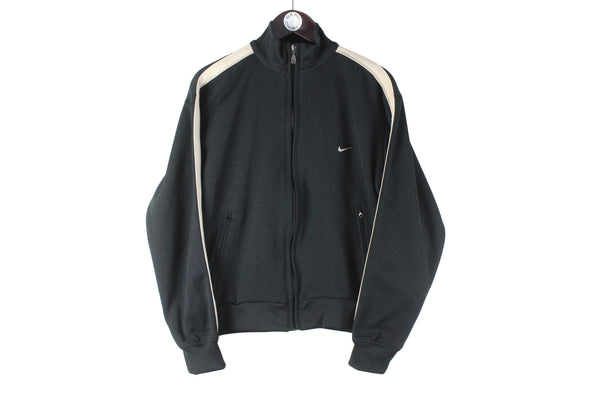 Vintage Nike Track Jacket Small black small logo 90s retro full zip sport swoosh classic running cardigan