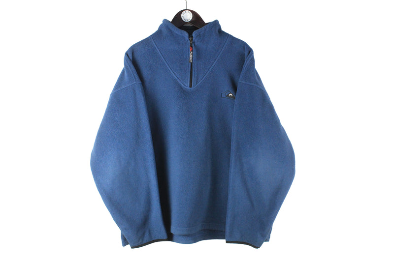 Vintage Quiksilver Fleece 1/4 Zip Large surfing blue 90s retro sport style sweater classic jumper
