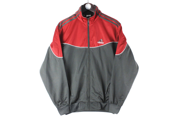 Vintage Adidas Track Jacket 90s retro sport style red gray classic sport long sleeve windbreaker