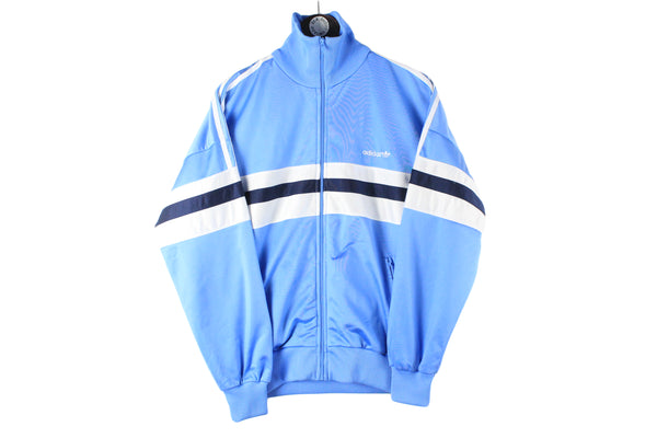 Vintage Adidas Track Jacket  Medium blue retro sport windbreaker classic 3 stripes 90s 80s light wear