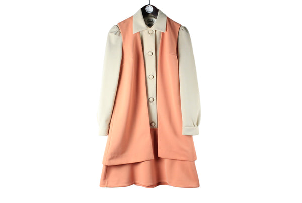 70s UK mod style Vintage Davisella 70's Mod Dress Women’s 12 authentic vest long sleeve  casual mod classic jacket