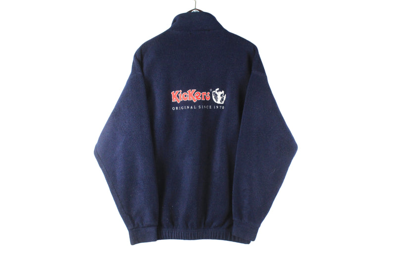 Vintage Kickers Fleece 1/4 Zip Large navy blue big logo