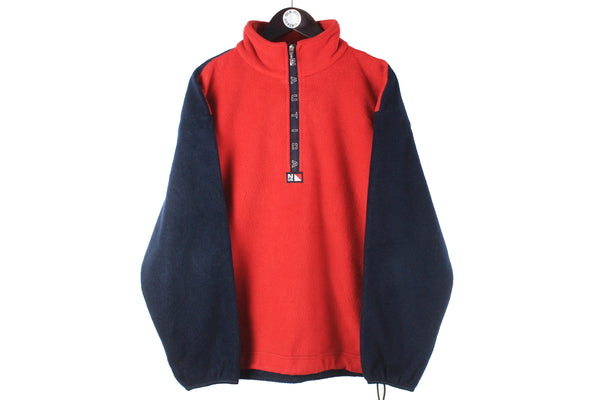 Vintage Nautica Fleece 1/4 Zip Large red blue small logo 90s retro sweater ski style sport jumper authentic classic 