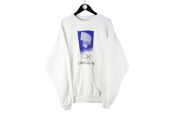 Vintage Adidas Olympic Games Sweatshirt big logo Lilehammer 1994 90s 94 crewneck sport style oversized jumper athletic classic  Lillehammer Norway