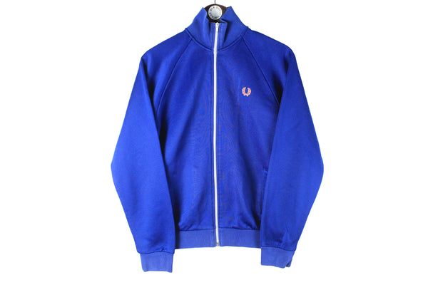 Vintage Fred Perry Track Jacket Small blue small logo 90s 00s authentic casual hooligans UK football style full zip cardigan sportswear