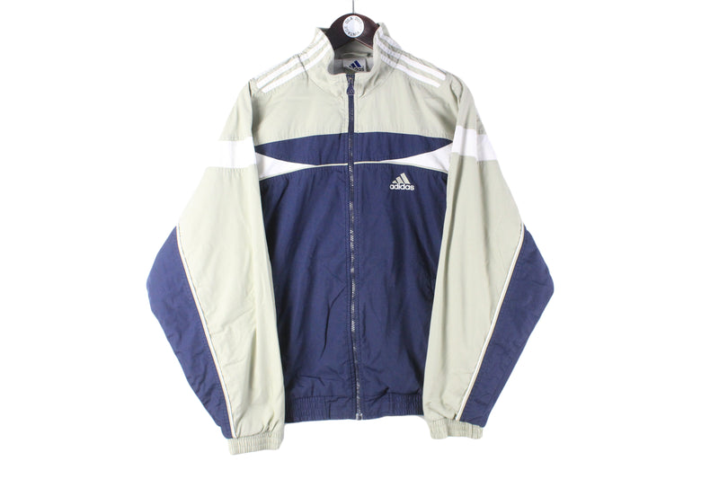 Vintage Adidas Track Jacket 90s retro sport style blue gray classic sport long sleeve windbreaker