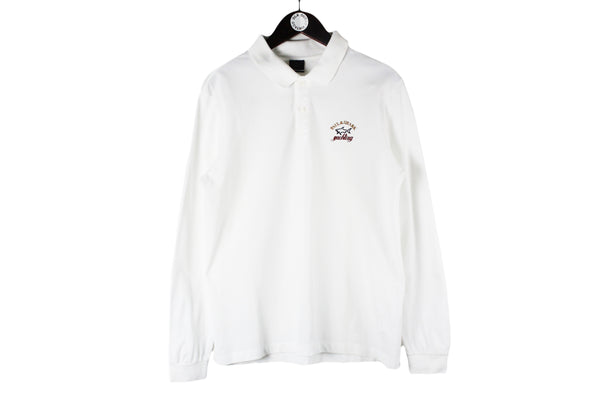 Paul & Shark Long Sleeve Polo T-Shirt Medium collared 00s small logo long sleeve shirt casual minimalistic authentic shirt