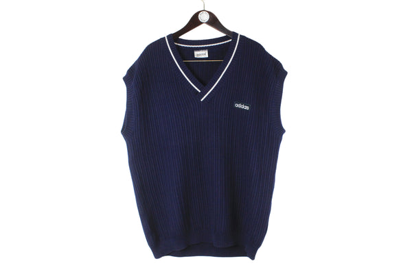 Vintage Adidas Vest XLarge sleeveless sweater v-neck 90s retro small logo classic jumper sweater
