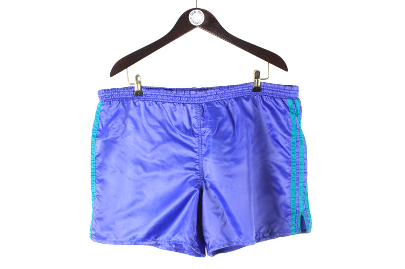 Vintage Adidas Shorts XLarge purple green 90s retro sport style summer vibe running classic 80s